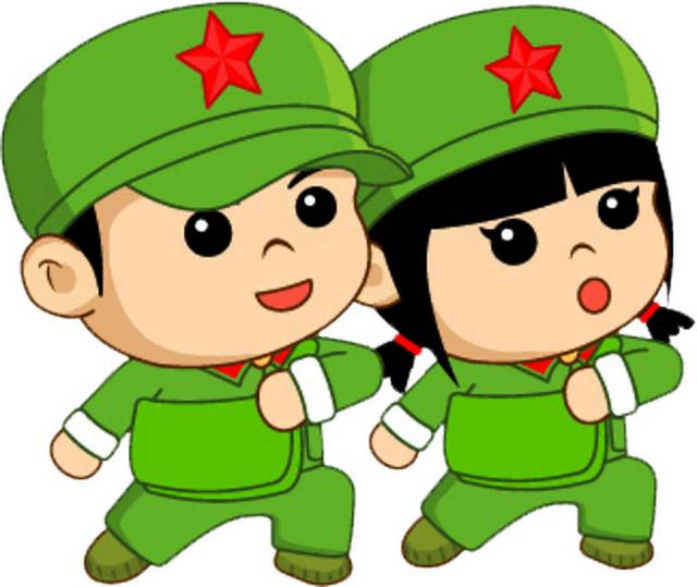 两个卡通红军战士