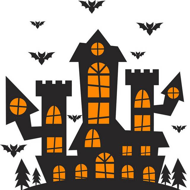 恐怖城堡和蝙蝠素材