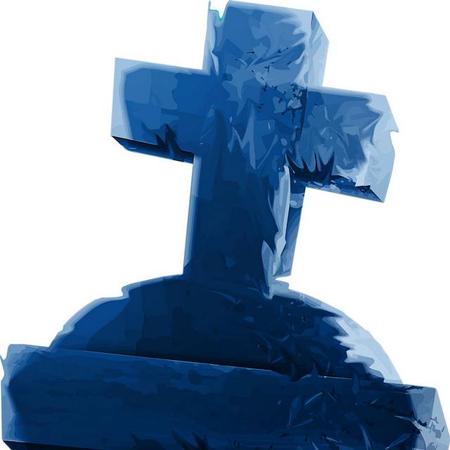 蓝色十字架墓碑素材