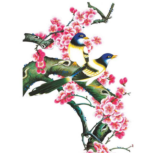 一对喜鹊插画