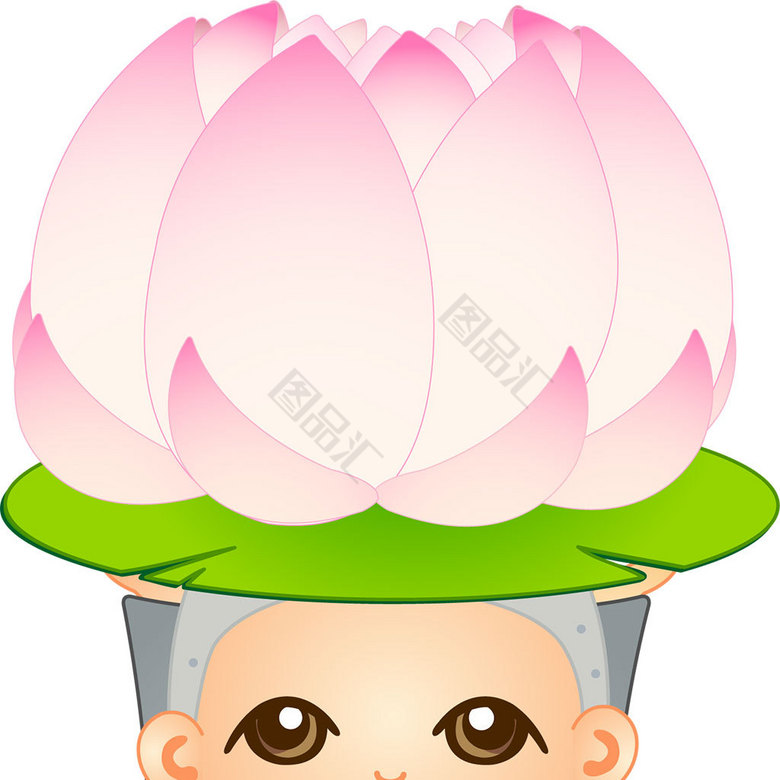 小和尚顶莲花素材_图品汇