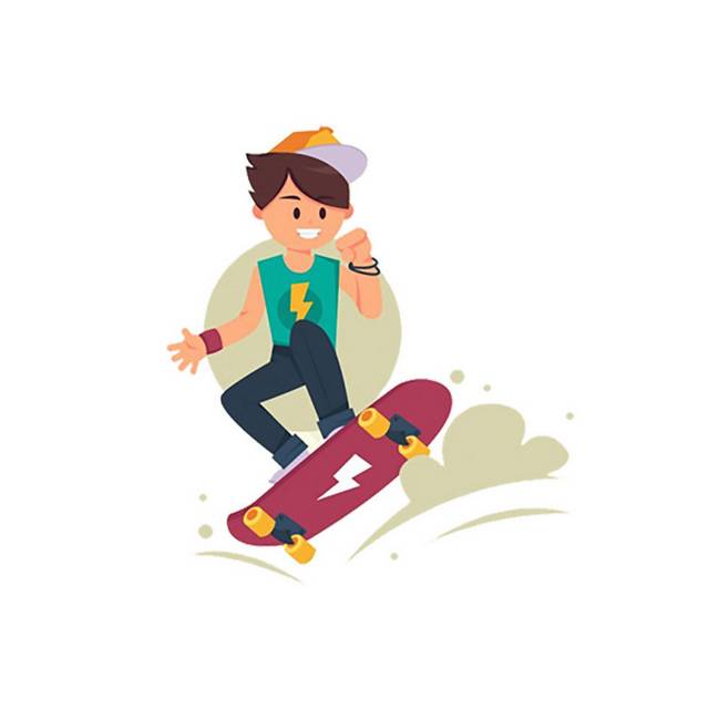 滑板人物插画设计素材