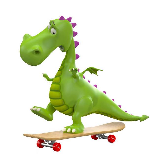 恐龙玩滑板素材