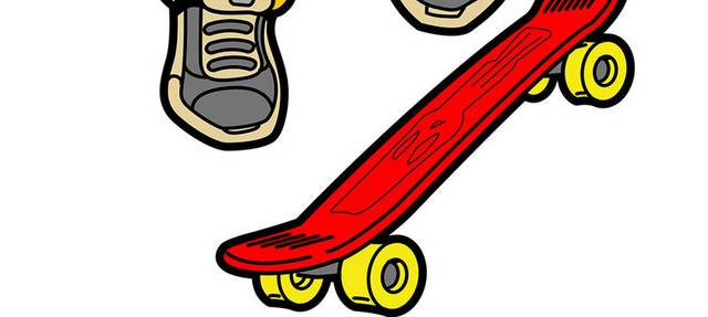 滑板人物插画元素