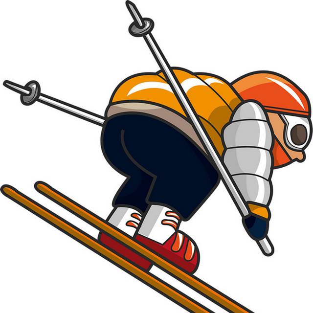 卡通滑雪人物插画