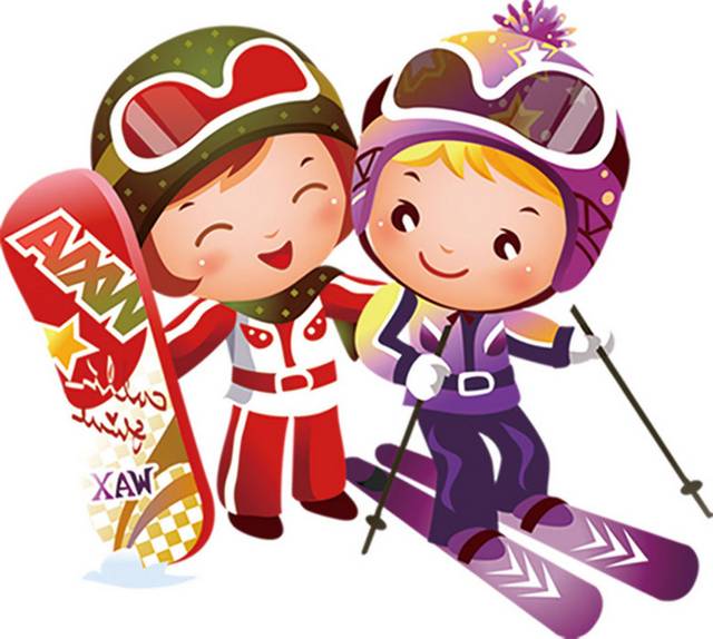 两个滑雪小孩素材
