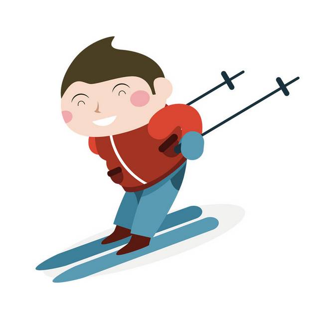 卡通滑雪人物插画设计素材