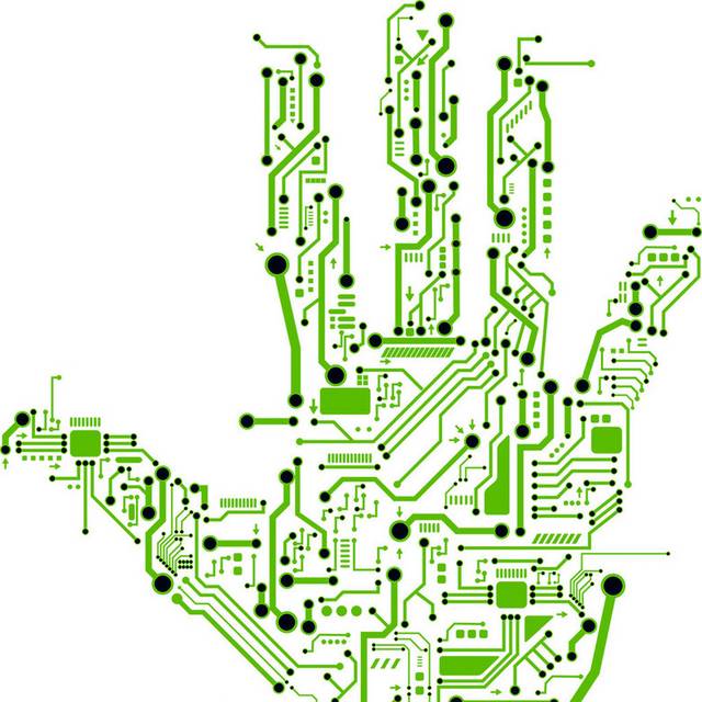 绿色手型科技背景素材