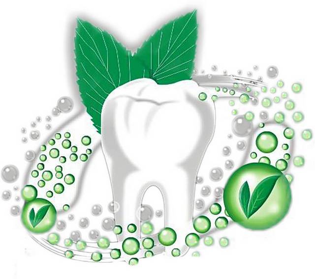 牙齿和绿叶素材