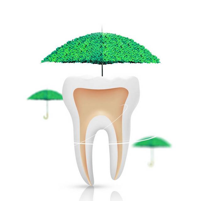 牙齿和绿伞素材