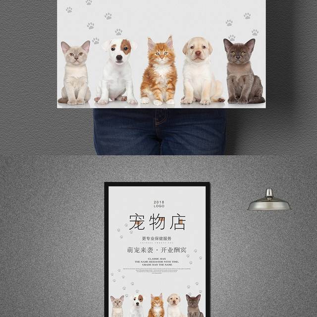 简约宠物店海报