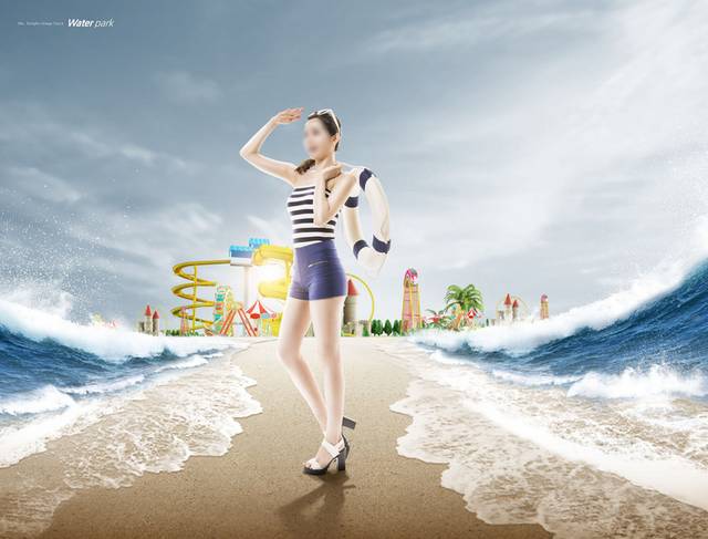 夏季海边度假旅游海报