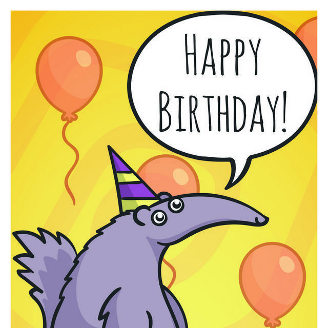 彩色卡通动物生日快乐背景