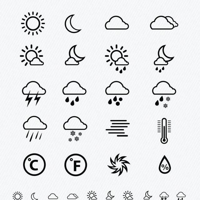线性天气图标素材下载