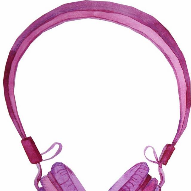 手绘粉色耳机素材