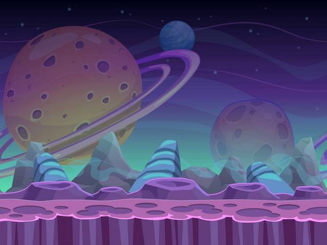 紫色卡通星球背景