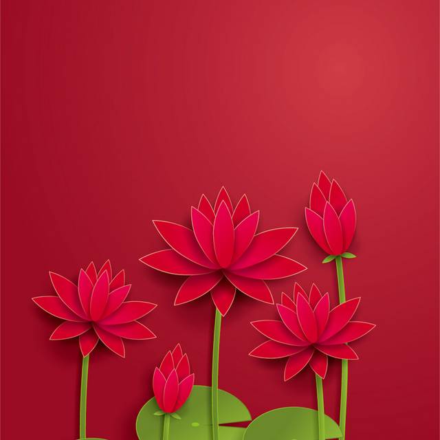 红色花朵折纸背景