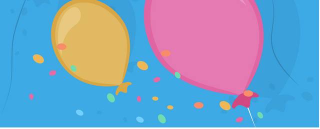 多彩气球蓝色生日背景