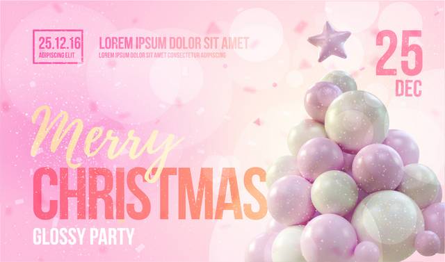 粉色圣诞气球海报