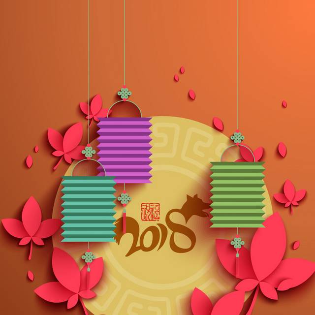 多彩灯笼中式春节背景