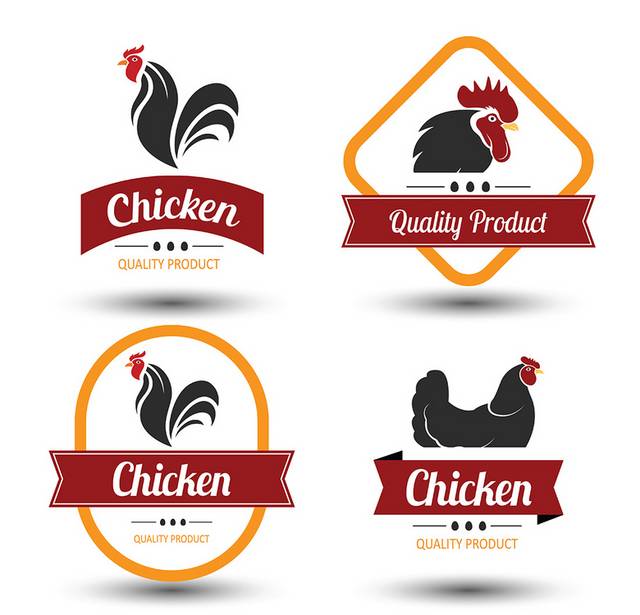 公鸡创意图标标签