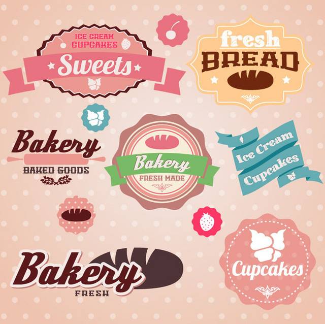 粉色可爱面包烘焙标签