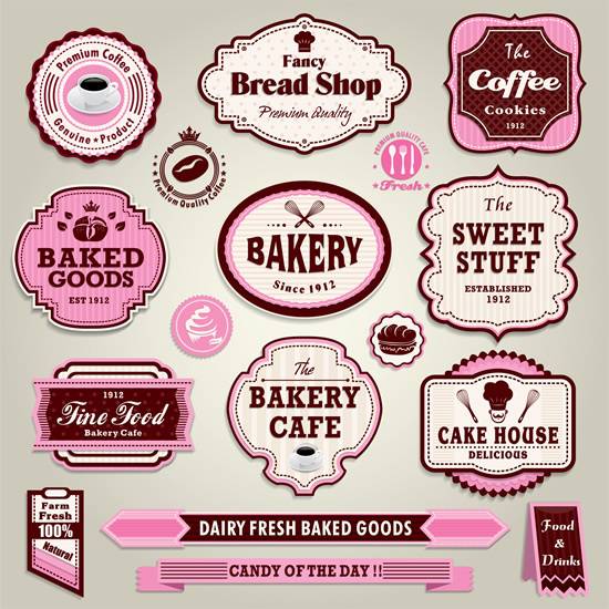 粉色面包烘焙标签