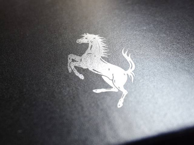 黑色皮革上银色马logo样机