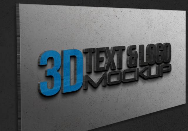 立体3D墙面logo样机