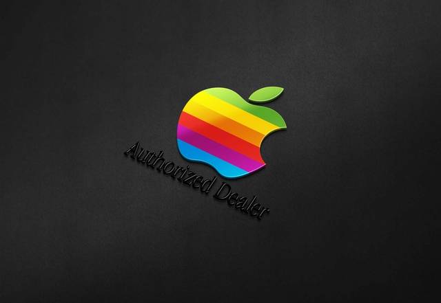 黑色背景彩色苹果logo样机