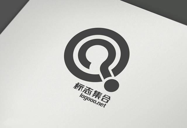 白纸黑色问号logo样机