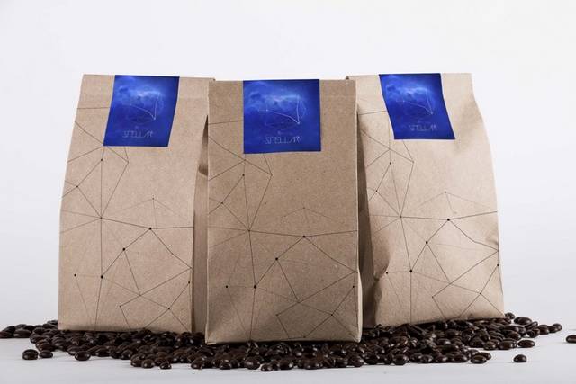 蓝色纸袋咖啡豆vi样机模型