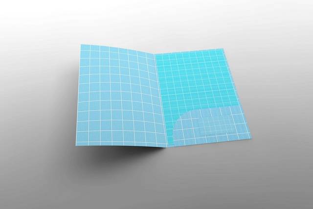 蓝格子折页纸张vi样机模型