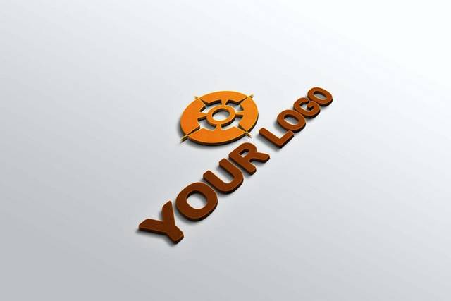 白底棕色字母样机logo模板