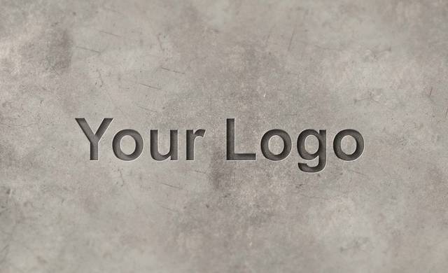 灰色刻字样机logo模板