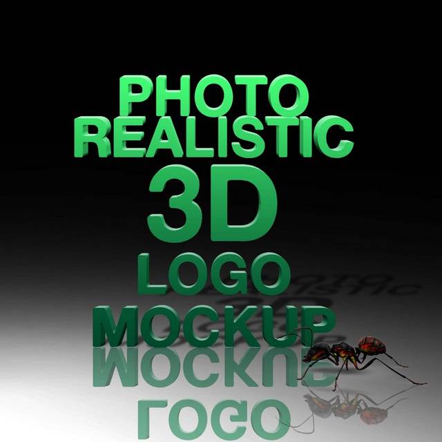 3D绿色字母样机logo模板