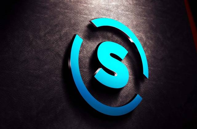 蓝色立体字母S样机logo模板