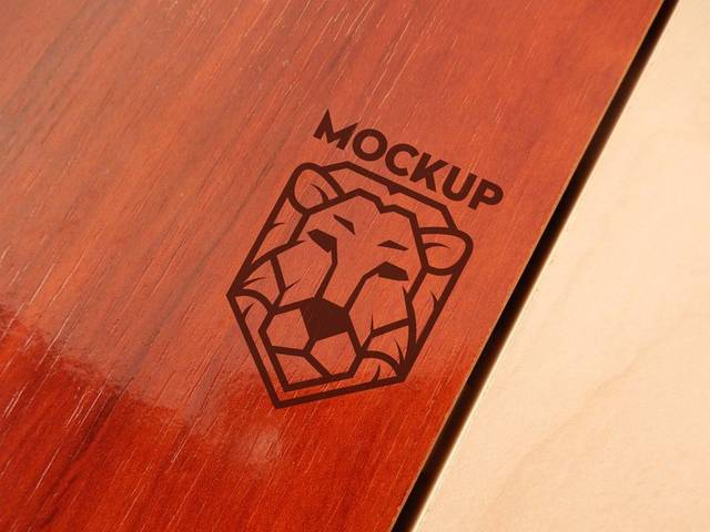 木纹狮子样机logo模板