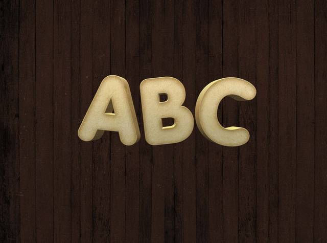 黄色立体ABC样机logo模板