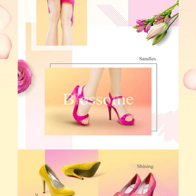 时尚鞋子展示网页素材