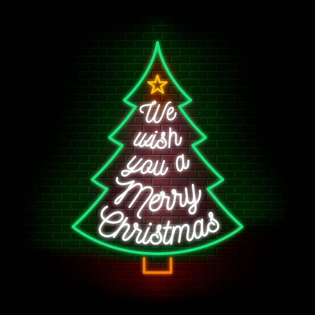 绿色圣诞树字母霓虹灯素材