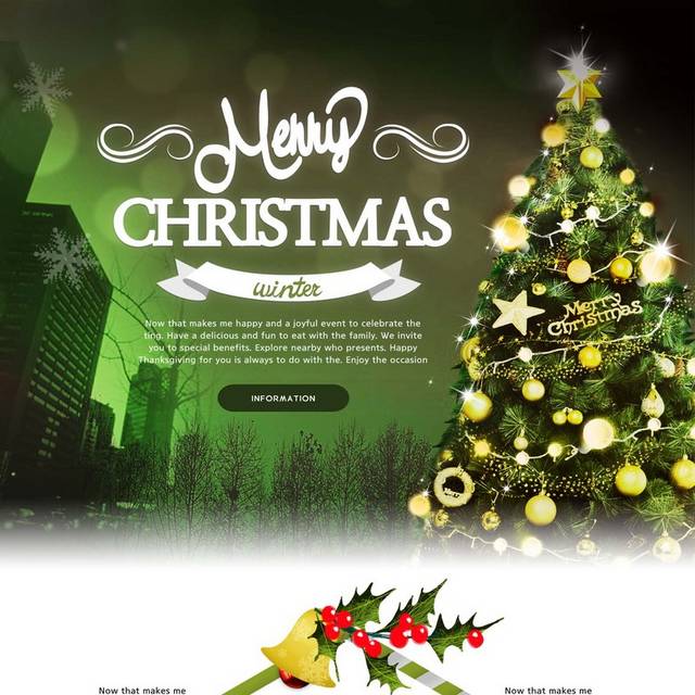绿色精美圣诞节宣传单页