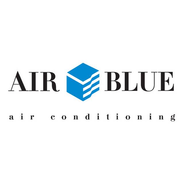 蓝色建筑组合logo
