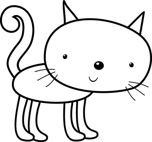 小猫黑白卡通素材