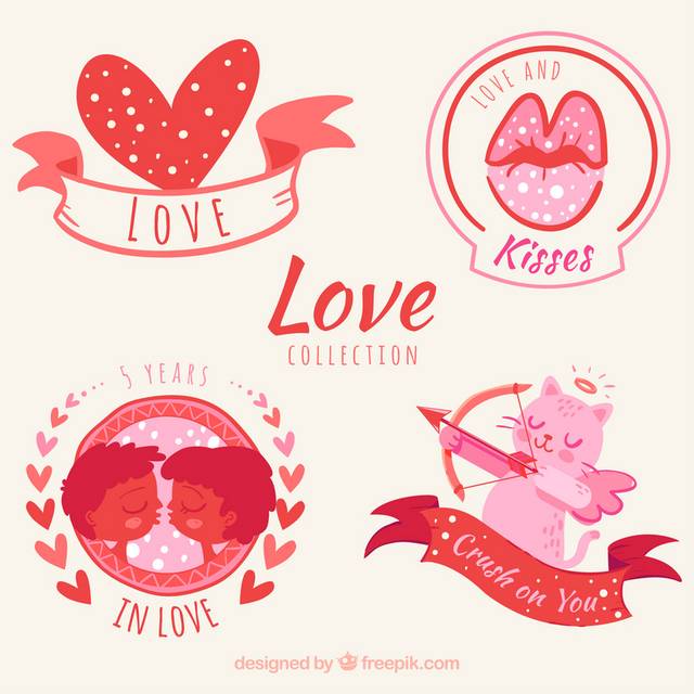 粉红爱心标签素材模板