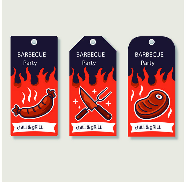 火红烧烤BBQ促销标签