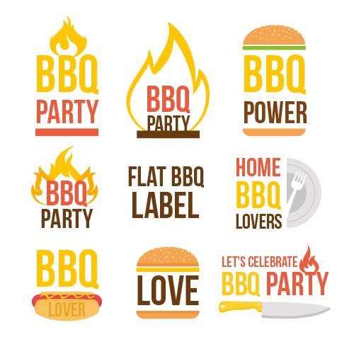 创意汉堡BBQ促销标签