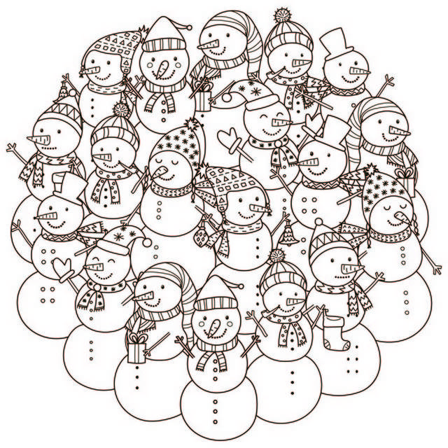 卡通圆形雪人手绘素材