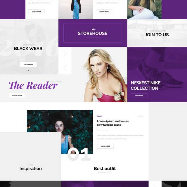 紫色模版人物网页素材