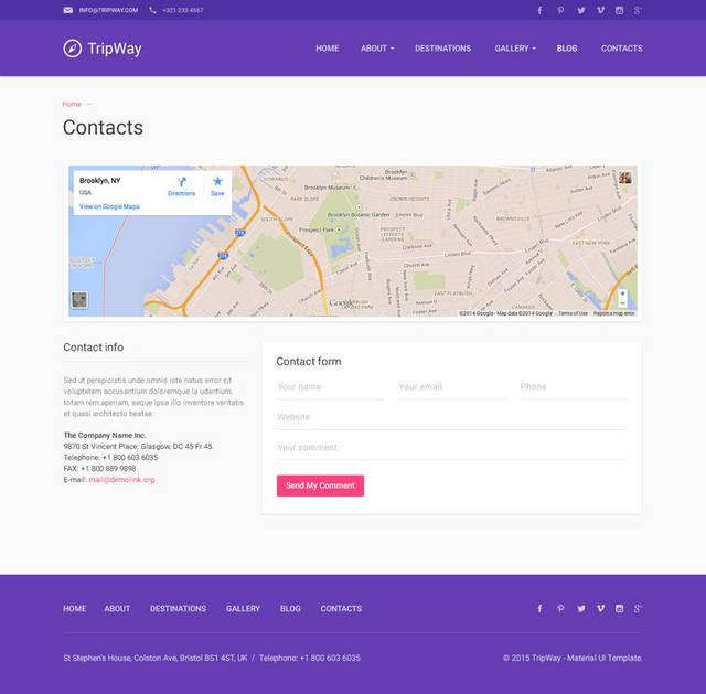 紫色模版地图网页素材